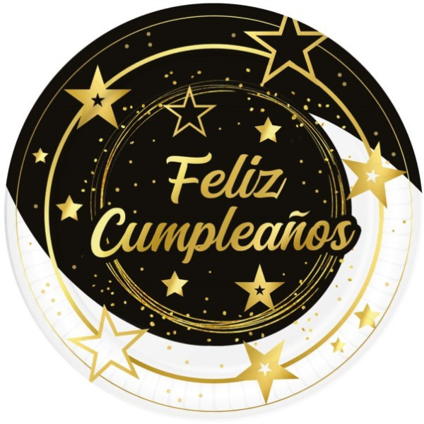 Plato de Feliz Cumpleaños 6 Unidades de 23 Centímetros