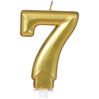 Vela de Cumpleaños Número 7 de 8 Centímetros de color Oro Metálico