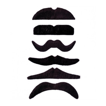 Bigote Negro Adhesivo 12 Unidades para Adulto
