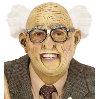 Máscara de Abuelo con Pelo y Boca Abierta para Adulto