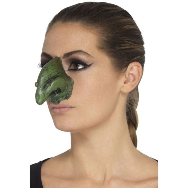 Nariz de Bruja de color Verde con Adhesivo para Adulto