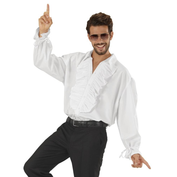 Camisa de color Blanco con Fruncidos para Adulto