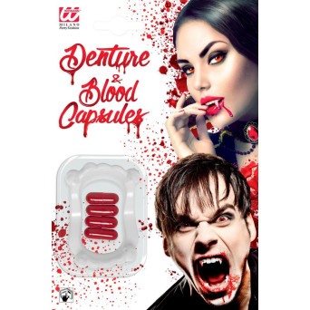 Dentadura de Vampiro con Capsulas de Sangre Artificial