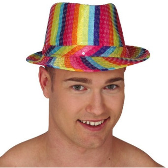 Sombrero de Gangster Multicolor con Lentejuelas para Adulto