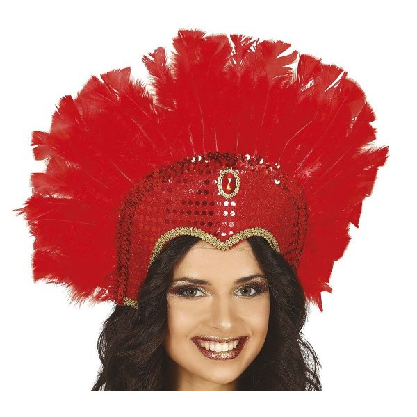 Tocado de Plumas de color Rojo para Adulto