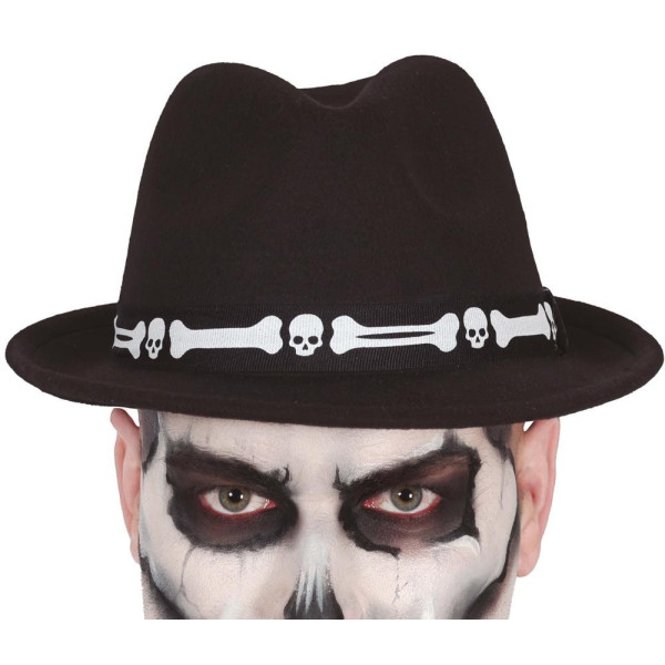 Sombrero de color Negro con Huesos para Adulto
