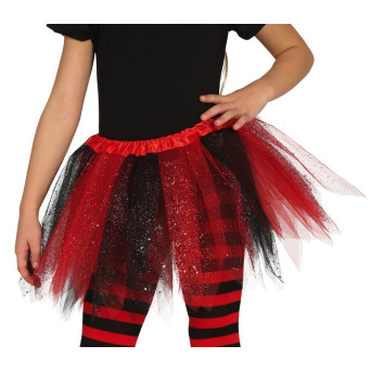 Tutú de color Rojo y Negro Brillante de 30 Centímetros Infantil