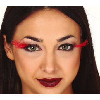 Pestañas de Plumas de color Rojo para Adulto
