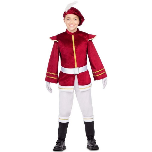 Disfraz de Paje Real de color Granate Infantil