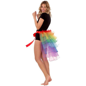 Polisón Rainbow con Lazo y Volantes para Adulto