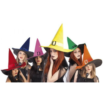 Sombrero de Bruja con Hebilla Varios Colores para Adulto