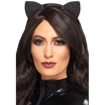 Orejas de Gato de color Negro con Purpurina