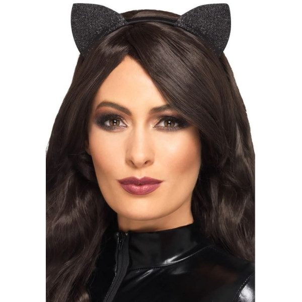 Orejas de Gato de color Negro con Purpurina