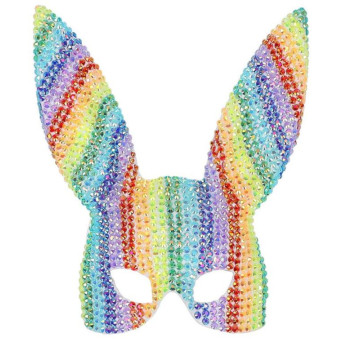 Máscara de Conejo Fever Deluxe Rainbow con Lentejuelas para Adulto
