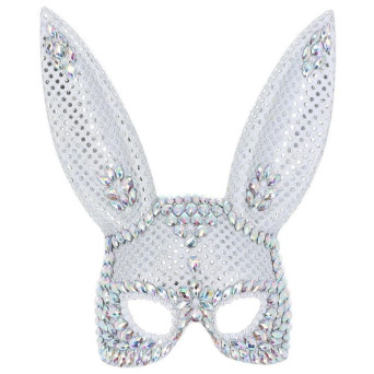 Máscara de Conejo Fever Deluxe de color Plata con Lentejuelas para Adulto