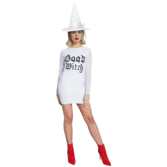 Disfraz de Bruja Buena Fever de color Blanco para Adulto