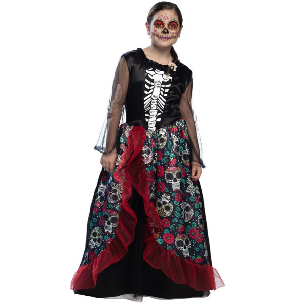 Disfraz de Esqueleto Rosa del Día de los Muertos Mexicano Infantil