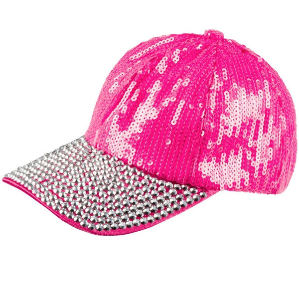 Gorra de color Rosa Hot con Lentejuelas para Adulto