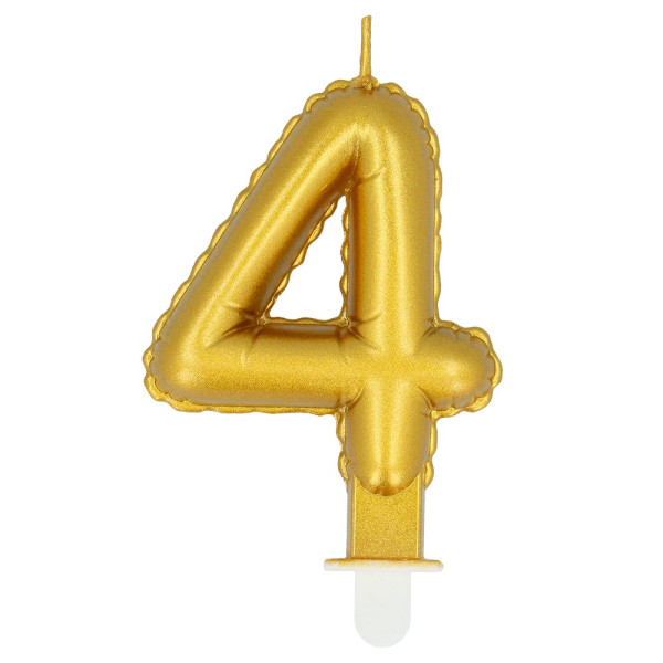 Vela Cumpleaños de Número 4 de color Oro