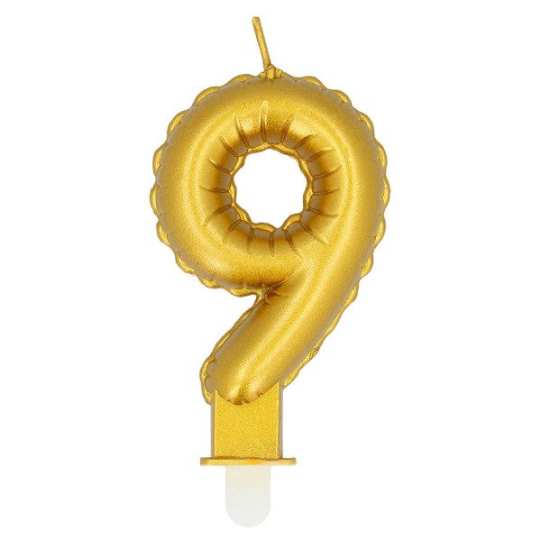 Vela Cumpleaños de Número 9 de color Oro