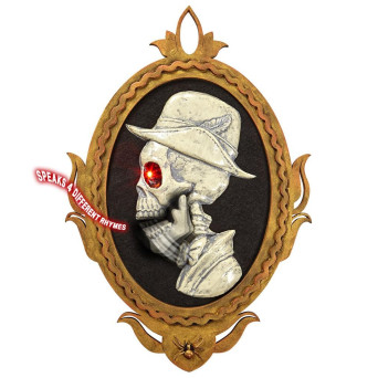 Cuadro de Calavera Mayordomo Animado con Luz y Sonido de 32 x 48 Centímetros