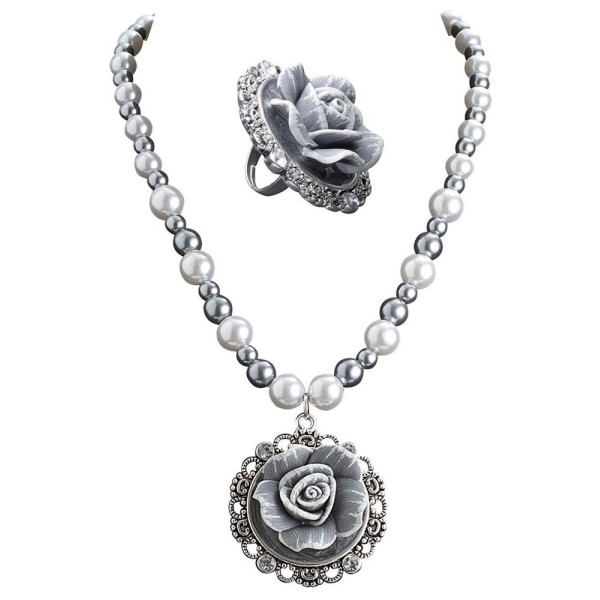 Set de Collar de Perlas y Anillo