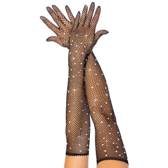 Guantes Largos de Ópera con Diamantes de Imitación para Adulto