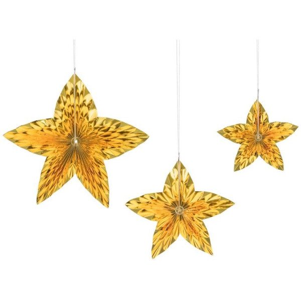 Abanico de Estrella 3 Unidades de color Oro para Colgar