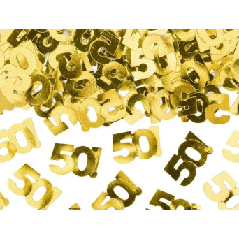 Confeti de Número 50 de 15 Gramos de color Oro Metalizado