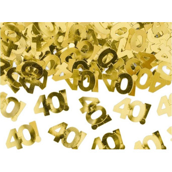 Confeti de Número 40 de 15 Gramos de color Oro Metalizado