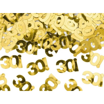 Confeti de Número 30 de 15 Gramos de color Oro Metalizado