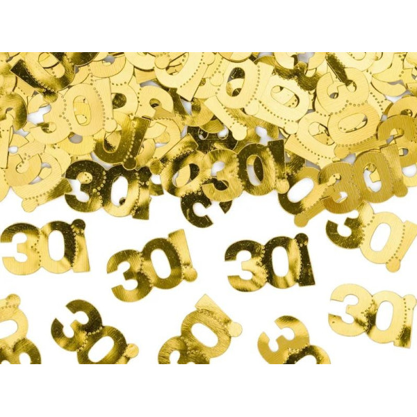 Confeti de Número 30 de 15 Gramos de color Oro Metalizado