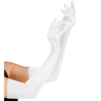 Guantes de Elastano Satén de color Blanco de 60 Centímetros