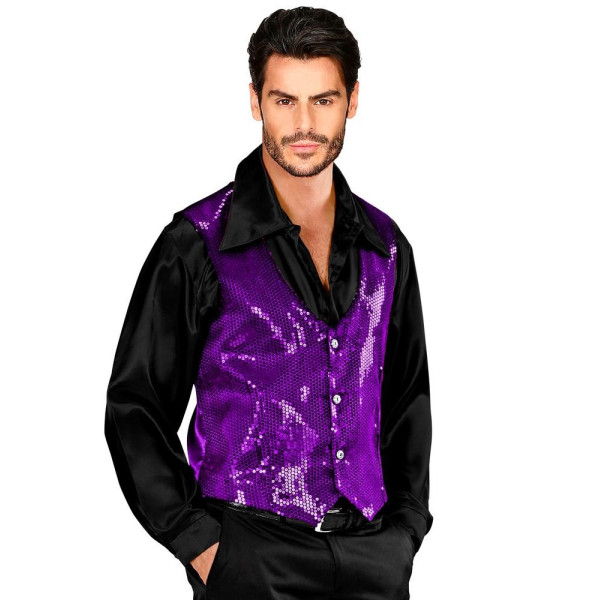 Chaleco de color Violeta con Lentejuelas para Adulto