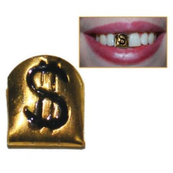 Funda de Diente de color Oro con Signo de Dólar para Adulto