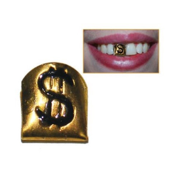 Funda de Diente de color Oro con Signo de Dólar para Adulto