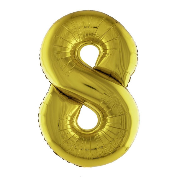 Globo Foil de Número 8 de 80 Centímetros de color Oro