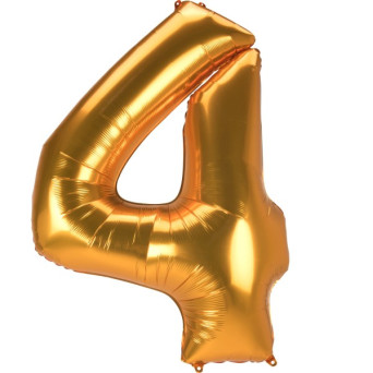 Globo Foil de Número 4 de 137 Centímetros de color Oro