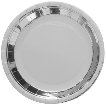 Plato de color Plata 6 Unidades de 23 Centímetros