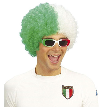 Peluca Verde y Blanca de Italia para Adulto