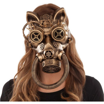 Máscara de Steampunk Gato para Adulto