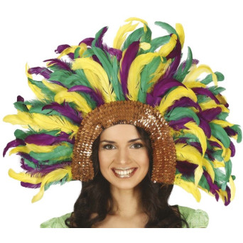 Tocado de Plumas Multicolor para Adulto