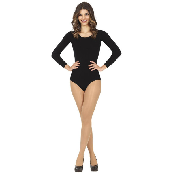 Body de color Negro con Manga Larga para Adulto