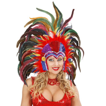Tocado Tropical con Lentejuelas y Plumas para Adulto