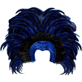 Tocado de Brasil con Plumas de color Azul para Adulto