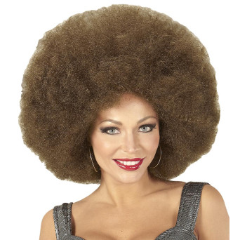 Peluca Castaña de Afro para Adulto