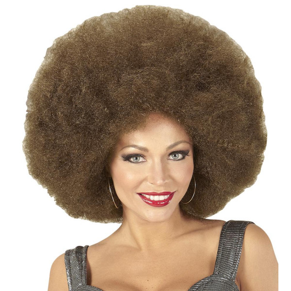 Peluca Castaña de Afro para Adulto