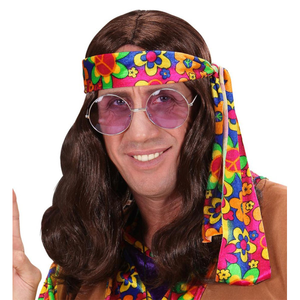 Peluca Castaña de Hippie para Adulto