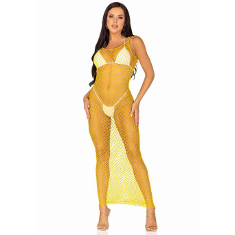 Vestido de Red de color Amarillo Limón para Adulto
