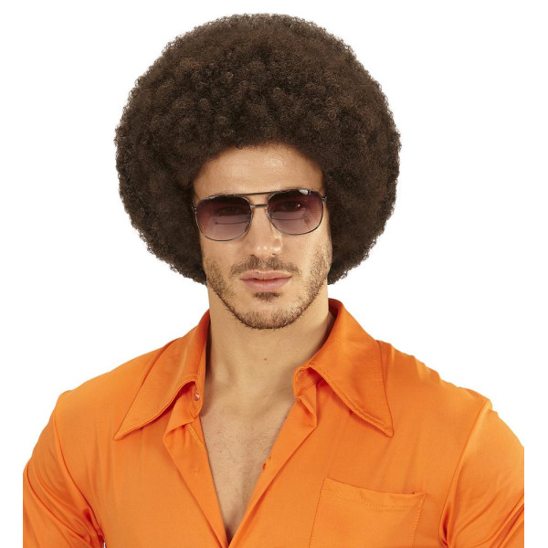 Peluca Castaña de Afro para Adulto